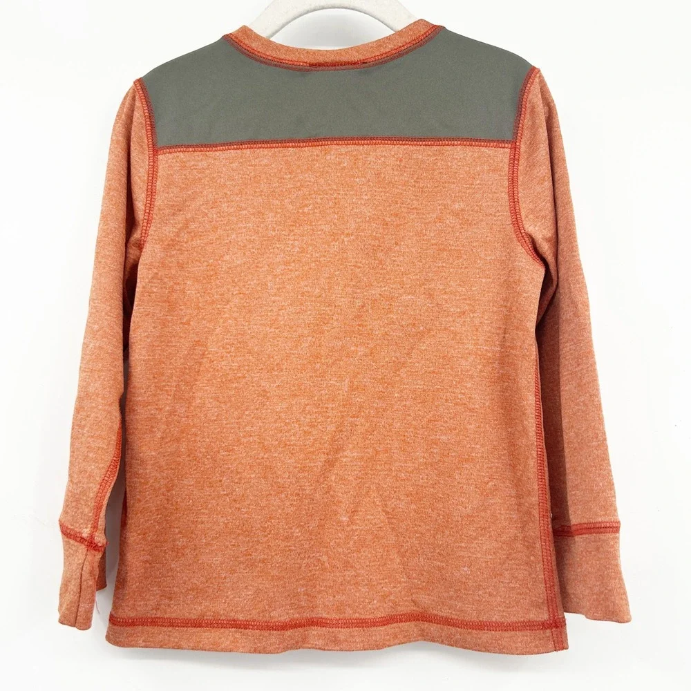 REI Toddler Boys Long Sleeve Snap Front Henley Outdoor Shirt Size 4T‎ Orange